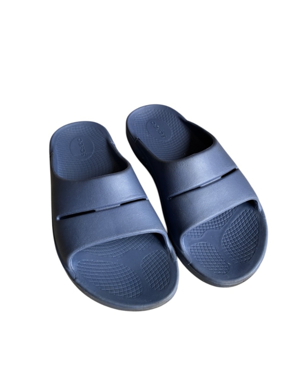 OOFOS OOahh Slide Sandals Navy Recovery Comfort Unisex M7 W9 EU40